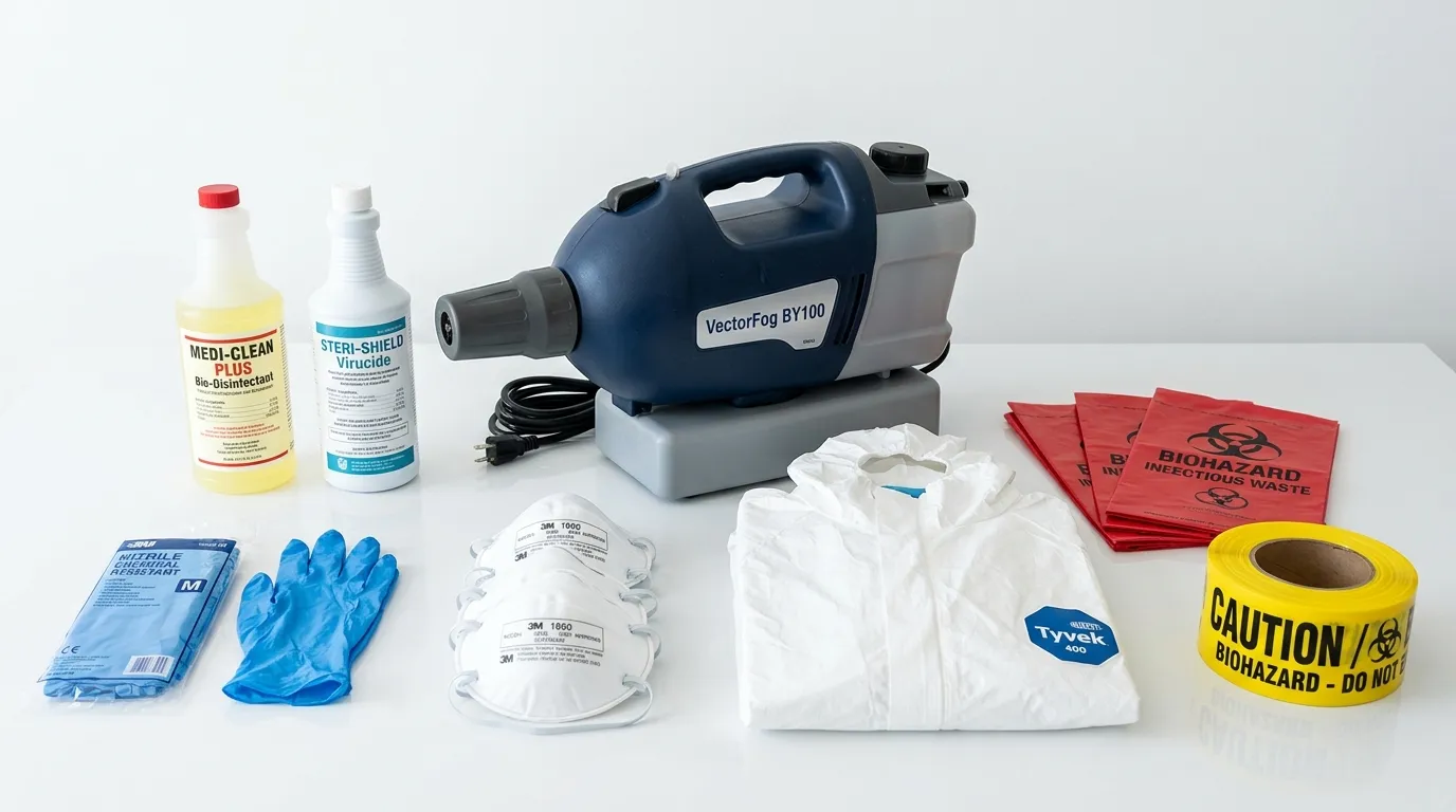 Professional biohazard remediation crew working in Roselle